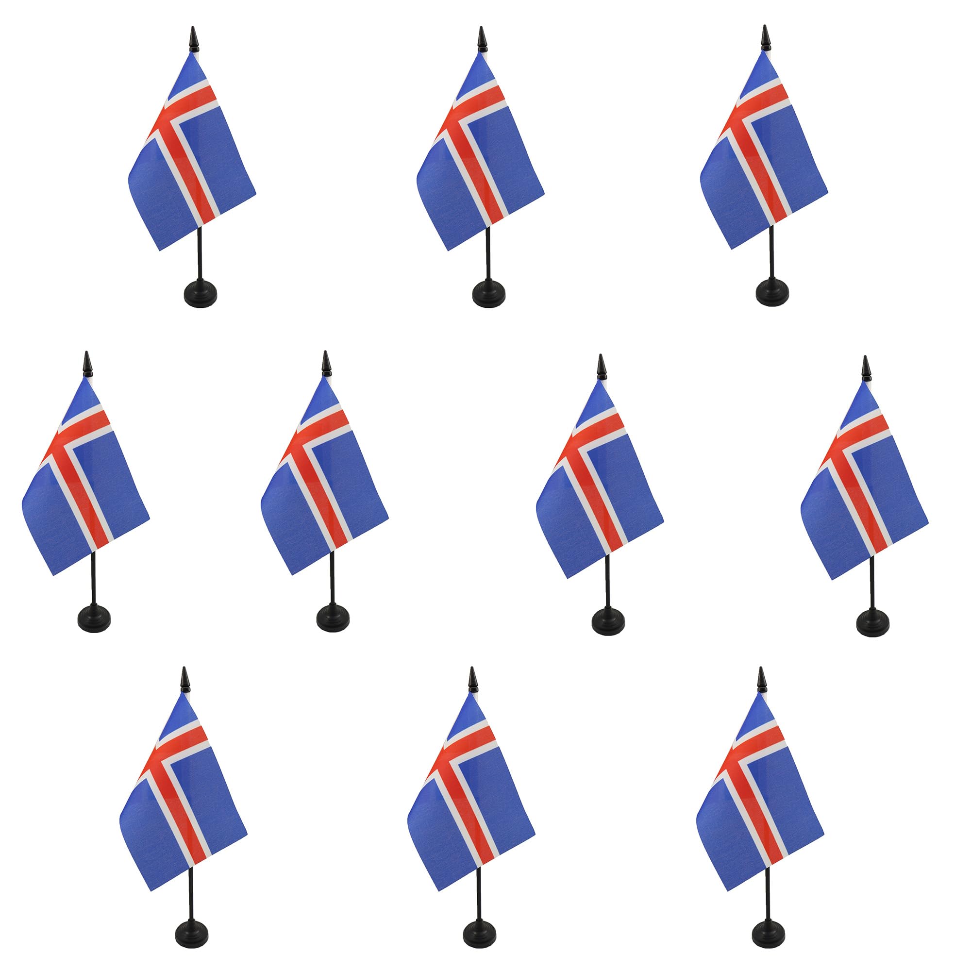 AZ FLAG Pack of 10 Iceland Table Flags 4x6 in 100D Polyester Plastic Base