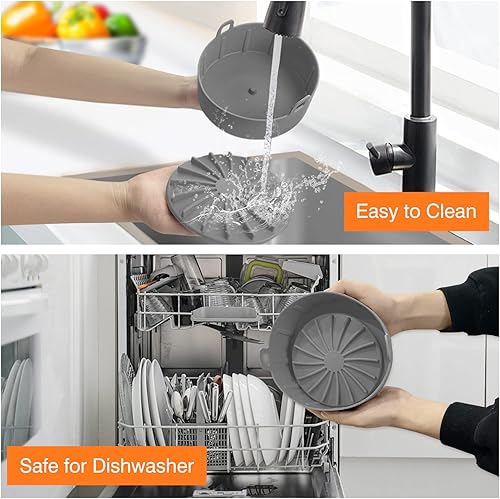 Miniatura 5 de Paquete de 8 forros de silicona para freidora de aire reutilizables de 63 pulgadas para freidora de aire de silicona para freidora de aire de 2 a 5