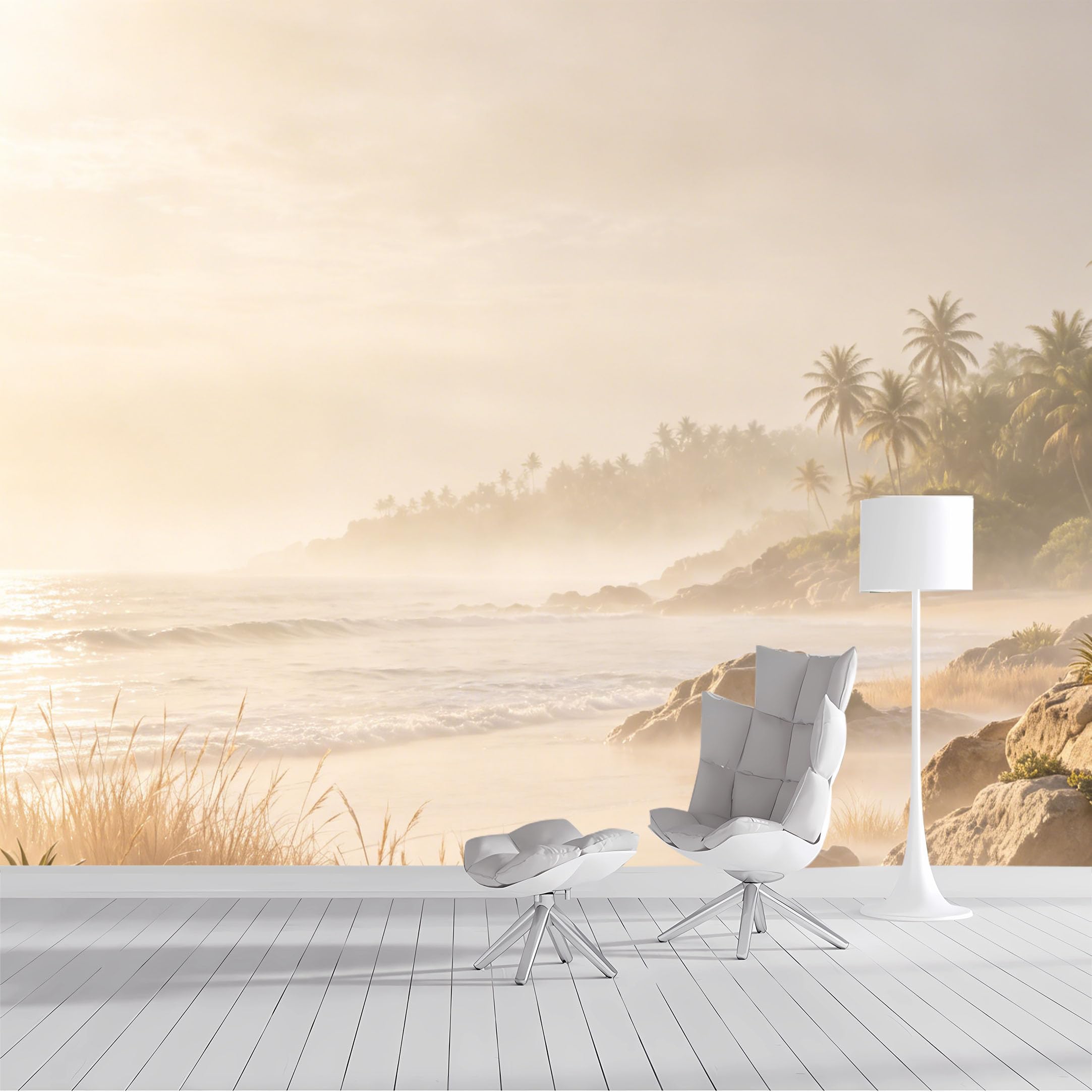 Custom Size Wall Mural Tropical Beach Sunrise Coastal Seascape Landscape SelfAdhesive Wall Fabric Removable Peel and Stick Wallpaper Wall Decor for Living Room Bedroom Bathroom