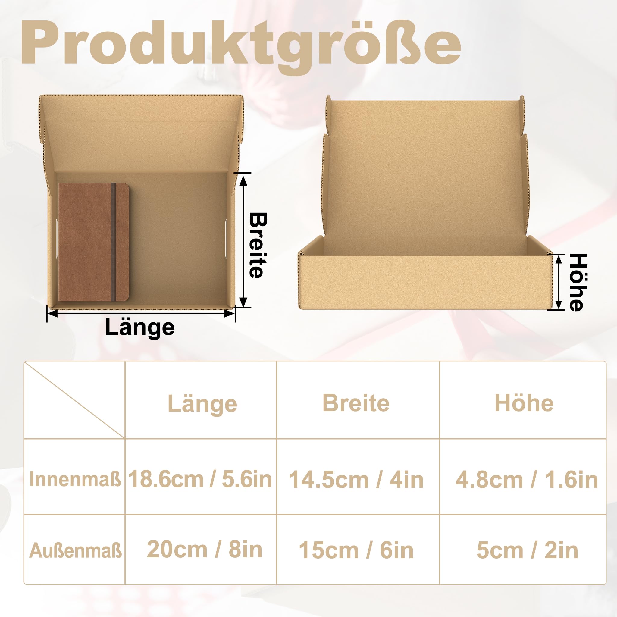 Maxibrief Großpackung 20x15x5cm, 800 Wellpappkartons | Glatte braune Kartonoberfläche zum einfachen Beschriften mit Stiften oder Aufklebern für klare Sendungsmarkierung