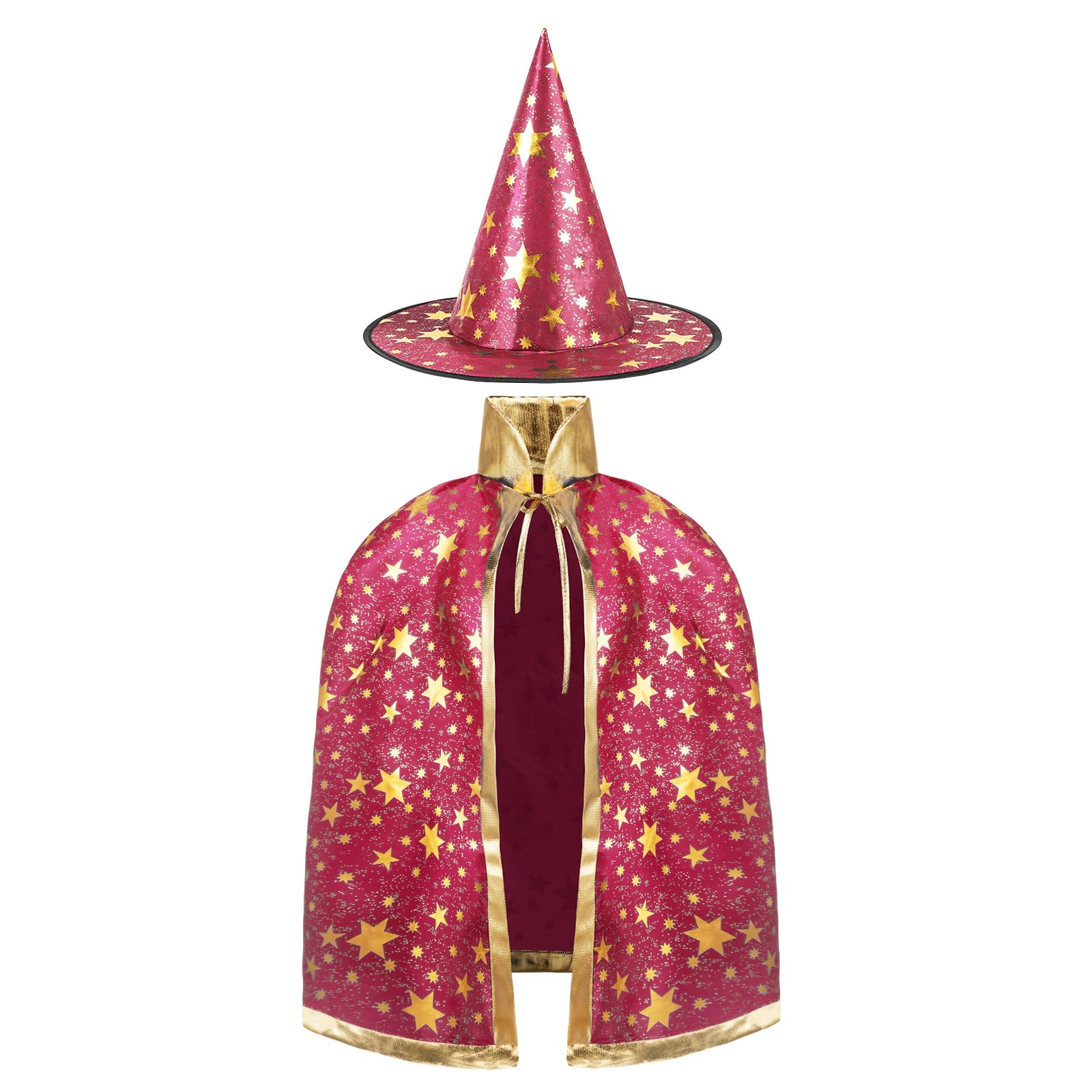 AYBUY Kinder Halloween Kostüm, Zauberer Kostüm Kinder, Wizard Cape Witch Umhang mit Hut, Kinderkostüm Hexenhut Faschingskostüm für Karneval Fasching Cosplay Junge Mädchen