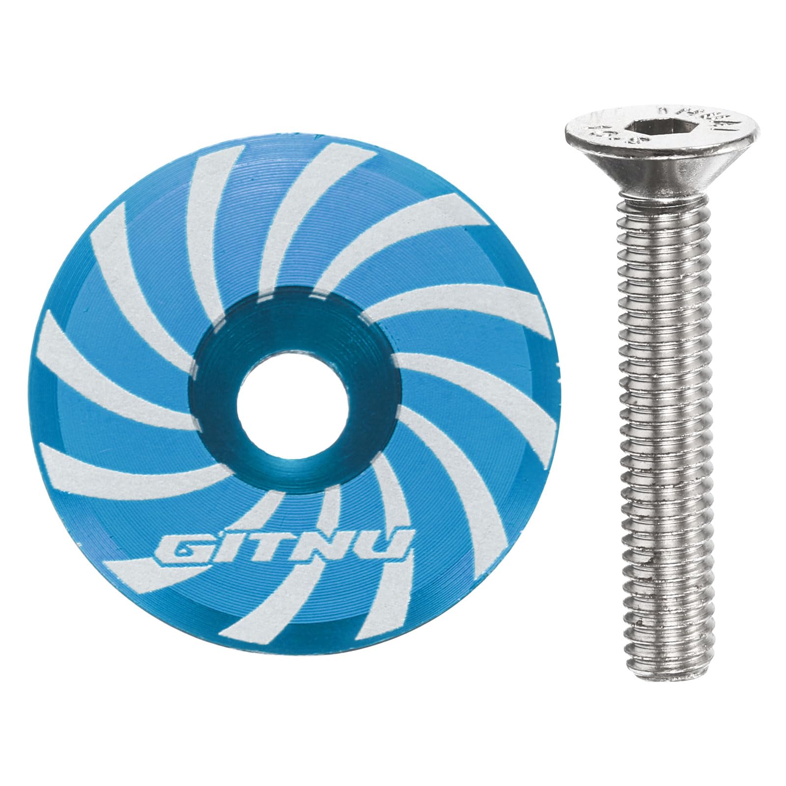 sourcing map Headset Top Cap 1-1/4 Aluminum Alloy Cycling Stem Top Cap Cover with Bolt for MTB Road Mountain Bike, Blue