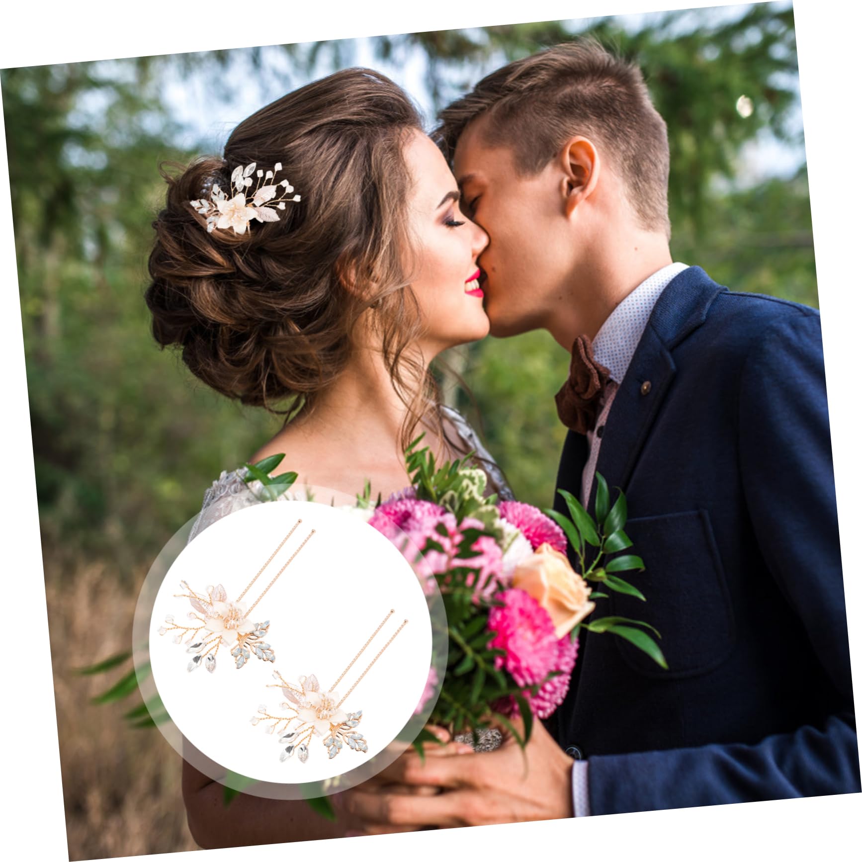 minkissy 5paia Fermaglio Per Con Strass Forma Di Fiore Accessorio Elegante Per Sposa e Cerimonie Confezione Da Leggero e Comodo Da Indossare Decorazione Brillante Per Matrimoni e Feste