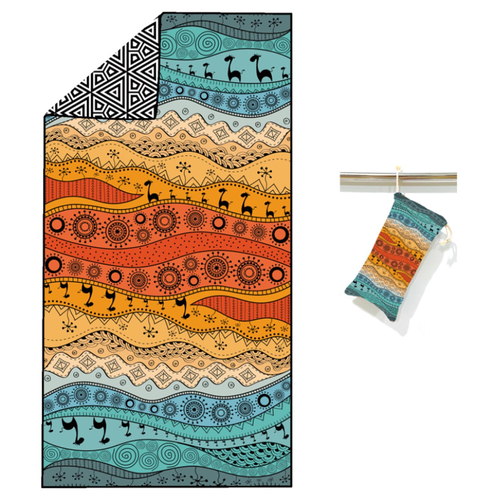 Beauenty Double Sides Print Beach Towel with Storage Bag, Sand Free Microfiber Extra Large Beach Towels, Lightweight Quick Drying Beach Accessories for Swimming, Traveling, Surfing (Desert Garden)