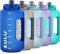ZULU Goals 64oz Half Gallon Water Bottle with Straw, Time Markers & Leak-Proof Lid - Royal Blue Reusable Jug for Gym & Outdoors