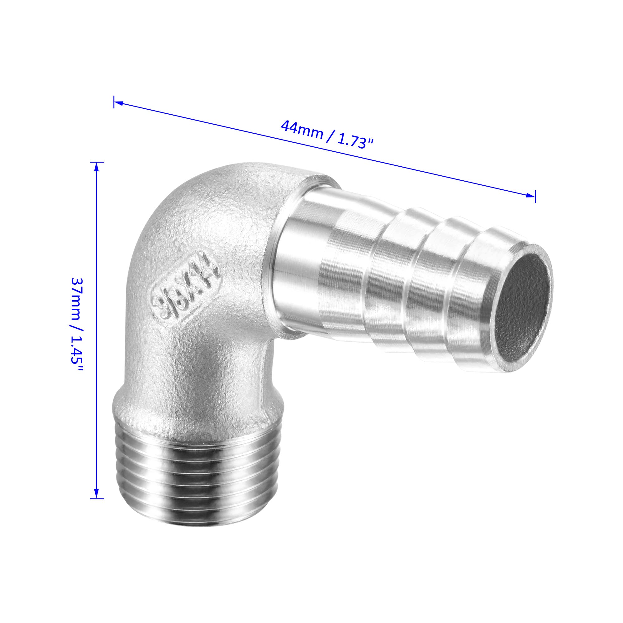 M METERXITY Hose Barb Fittings - 90 Degree Elbow Stainless Steel 14mm Pipe Connector Apply to Water Fuel (G3/8 Male Pipe) - Image 4