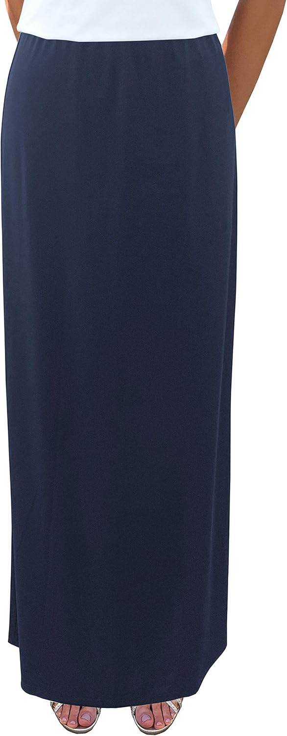 BABY O Women's Basic Modest 37" Below The Knee Ankle Length Maxi Straight Skirt - Image 3