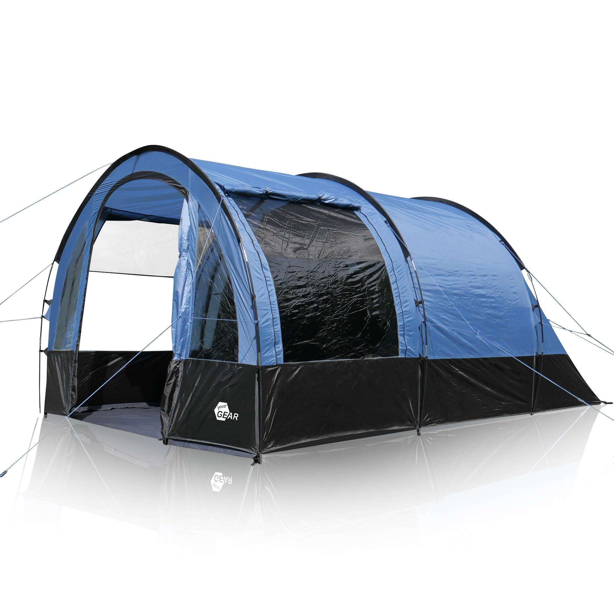 your GEAR Zelt Mistral - Tunnelzelt für 4 oder 6 Personen, Familienzelt mit Stehhöhe, Campingzelt mit UV 50+ Sonnenschutz und 3000 mm Wassersäule