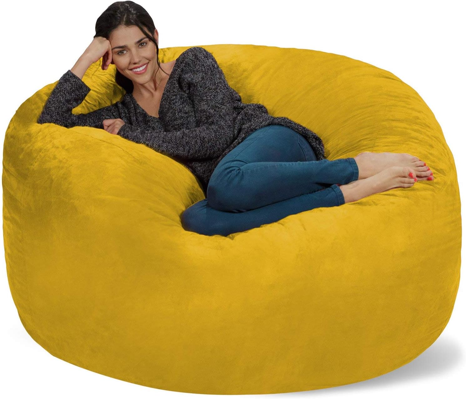 4 ft Bean Bag Chair Cover Only Large Washable Furniture Bean Bag Replacement Cover Without Bean Filling by Ink Craft Purple