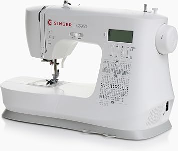 SINGER C5955 Professional Electronic Sewing Machine and Sewing Machine with 200 Stitches, 8 Eyelets, Automatic Needle Threader, LCD Display, 2 LED, 8 Feet for Creative Sewing, Leather and