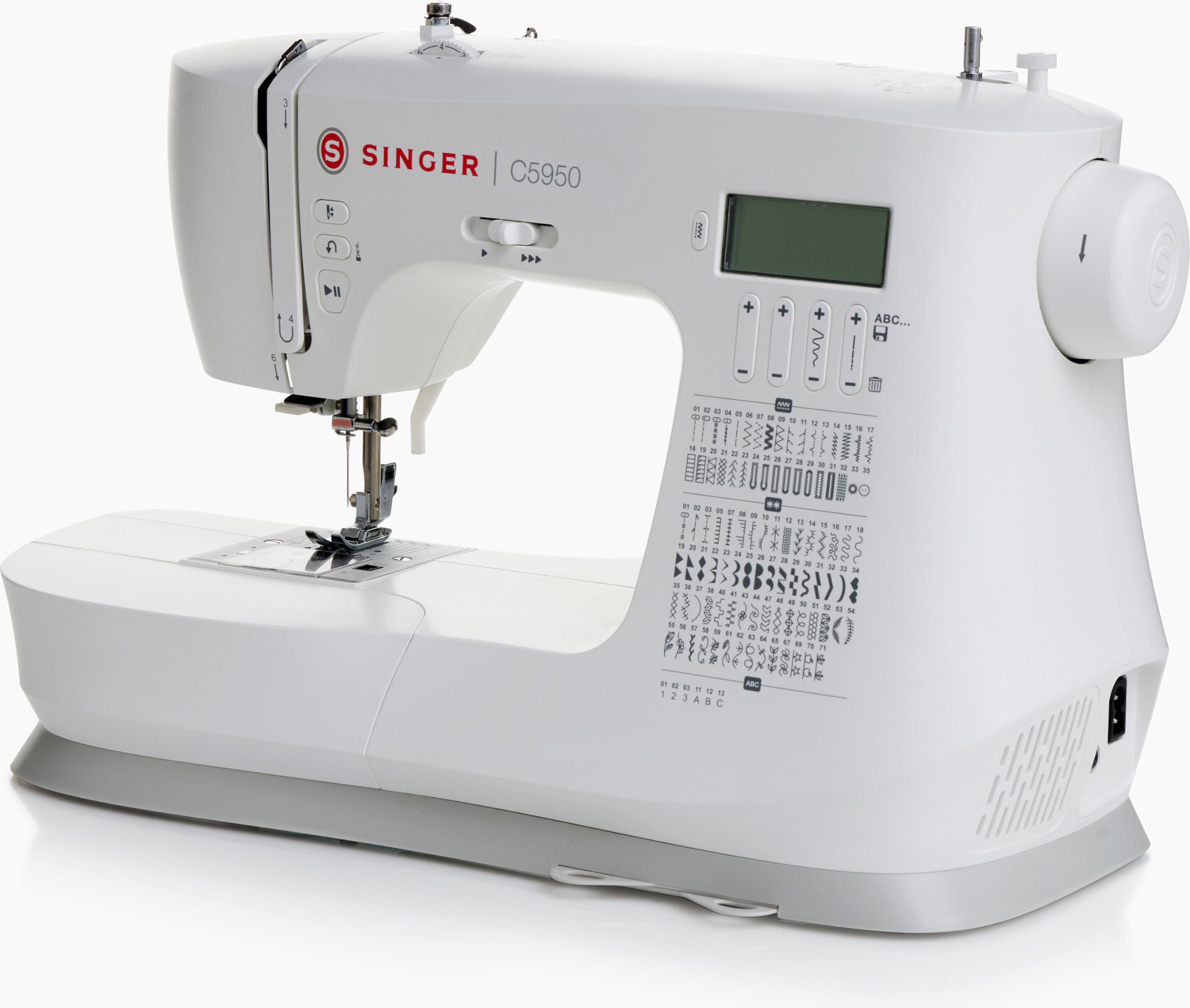 SINGER C5955 - Macchina da cucire elettronica professionale e macchina da cucire con 200 punti, 8 occhielli, infila ago automatico, schermo LCD, 2 LED, 8 piedi per cucito creativo, pelle e