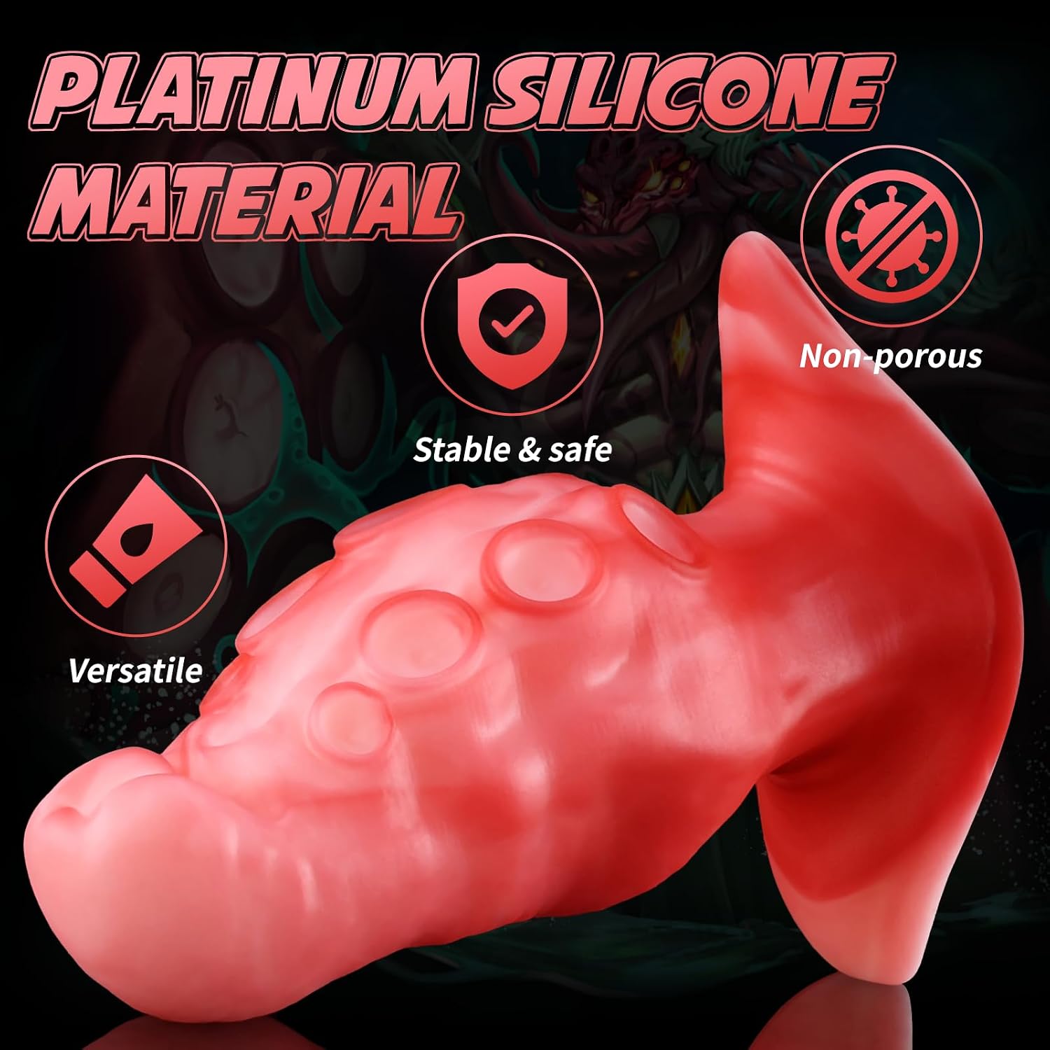 Nothosaur ALLA Plug 5 Inch Fantasy Tentacle Anal Plug, Medium Firm Platinum Silicone Adult Toy with Textured S Shape for Anal & Vaginal Use for Men Women - Short Style