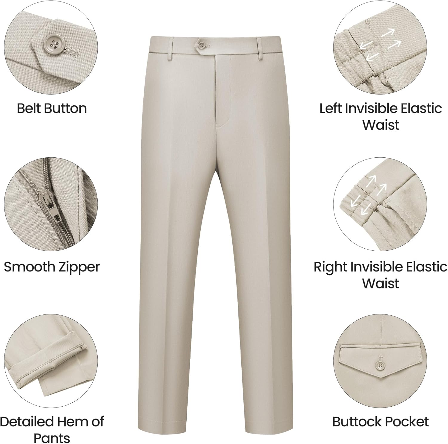 WULFUL Men's 2 Piece Slim Fit Suit Set One Button Blazer Jacket Pants Set - Image 3