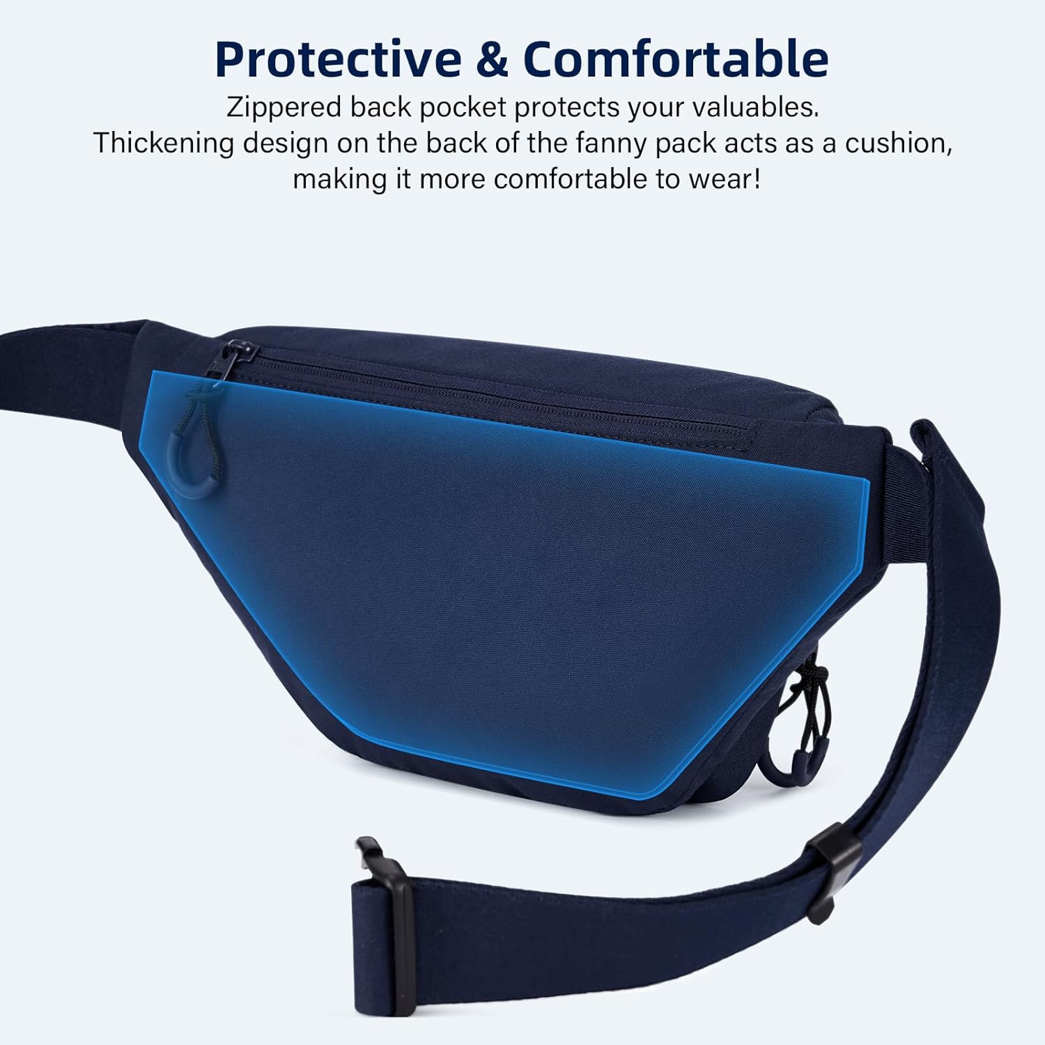 Fanny Packs for Women Men, Large Travel Fanny Pack Lightweight Crossbody Waist Bag Large Capacity, Water Resistant Belt Bags with Adjustable Strap for Hiking, Cycling (Navy Blue) - Image 4