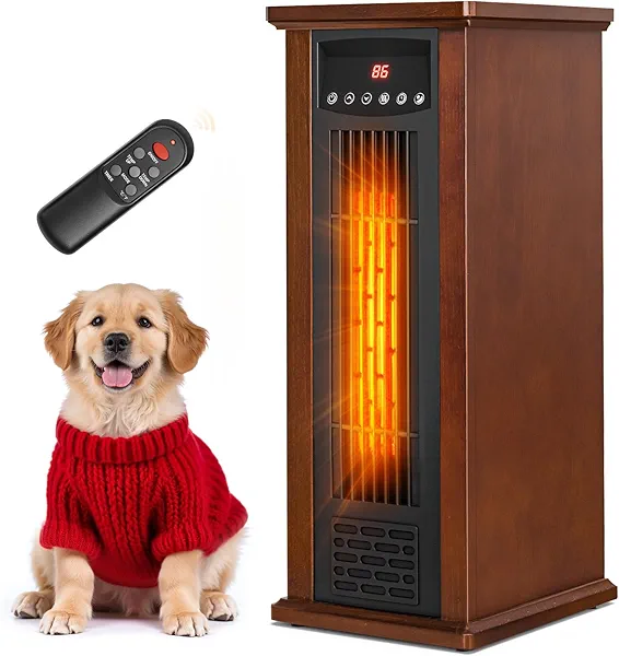 Infrared Heater for Indoor Use, LifePlus 1500W Electric Space Heater for Large Room 300 Sq.Ft, 3 Mode Thermostat, 12H Timer, Remote Control, Room Heater with Tip-Over & Overheat Protection Home Office