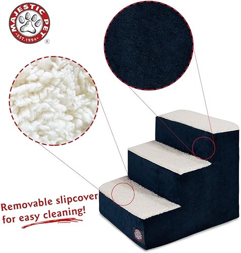 Miniatura 3 de Majestic Pet Escaleras portátiles para mascotas  Sensación suave de espuma Sherpa  Escalones para perros y gatos  Rampa para perros y gatos