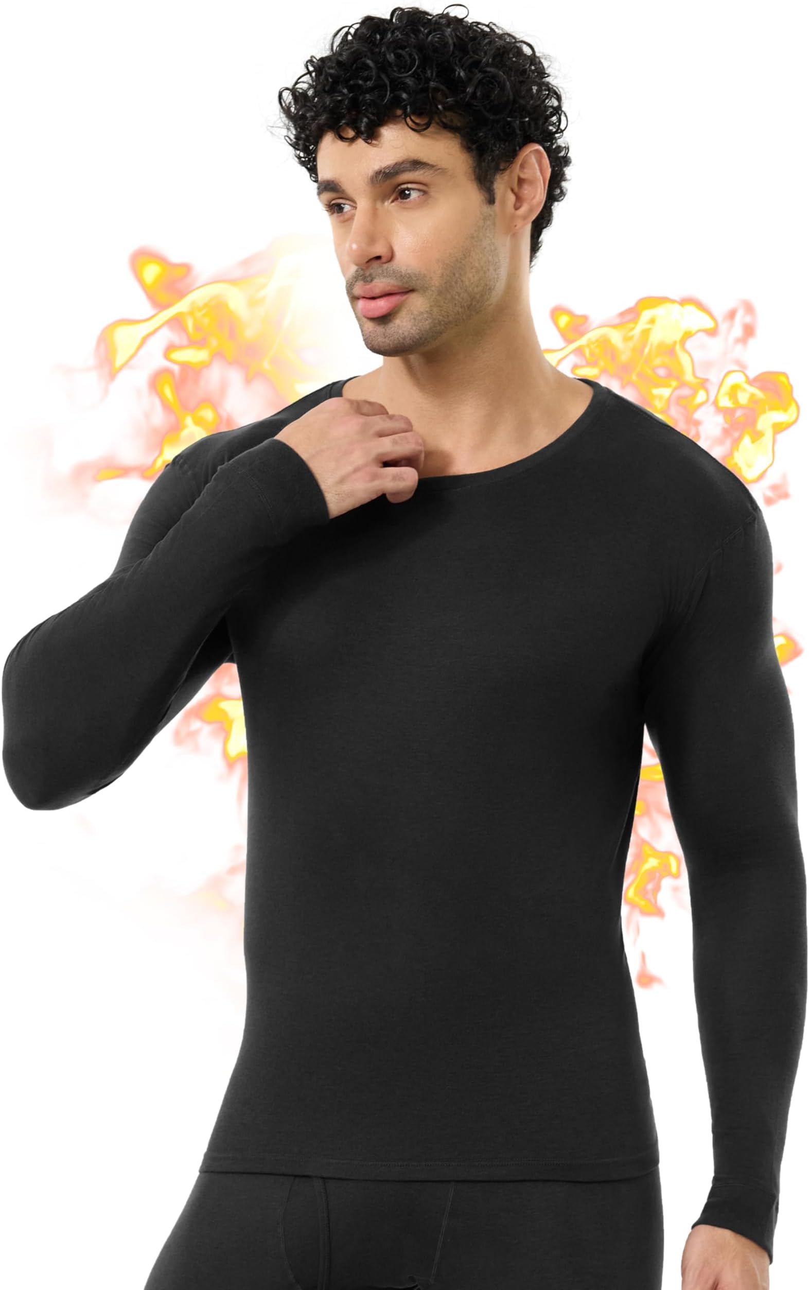 Merino Wool Base Layer Mens, 100% Merino Wool Long Sleeve Shirts, Heavyweight Midweight Thermal Underwear Tops(S-2XL)