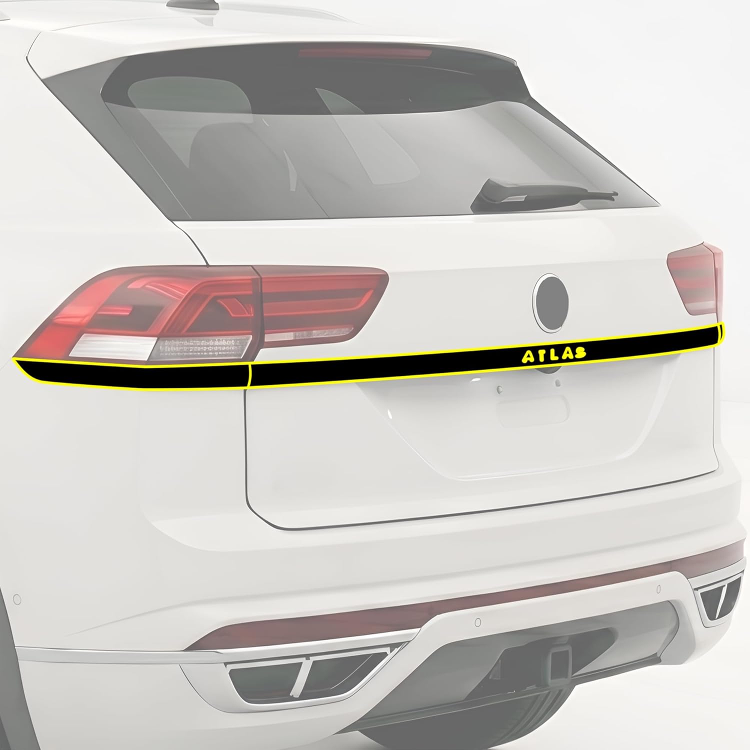BOGAR TECH DESIGNS for Volkswagen Atlas Cross Sport 2020-2026 Rear Bumper Chrome Delete – Precut Vinyl Trim Overlay, Gloss Black Blackout Look