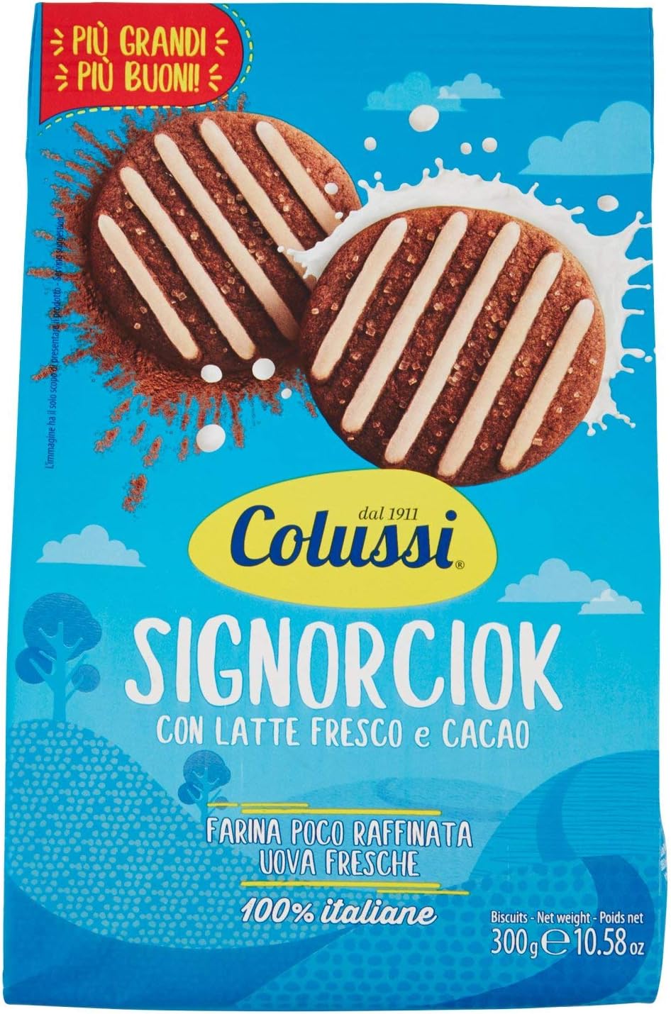 Colussi: "Signor Ciok" Shortbread Cookies with Cocoa and Brown Sugar - 10.58 Ounce (300gr) Package [ Italian Import ]