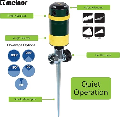Miniatura 7 de Melnor 65404AMZ Turbo - Rociador giratorio en estribo, 4 patrones, adaptador de producto QuickConnect, verde, amarillo