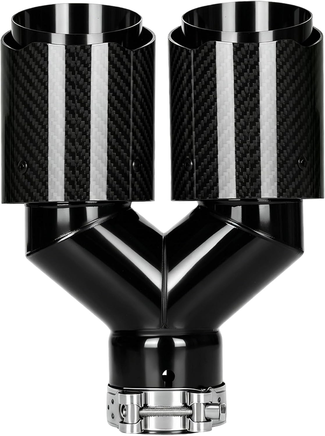 Carbon Fiber Exhaust Tips 2.5" Inlet Dual 3.5" Outlets Glossy Black 1-Pack