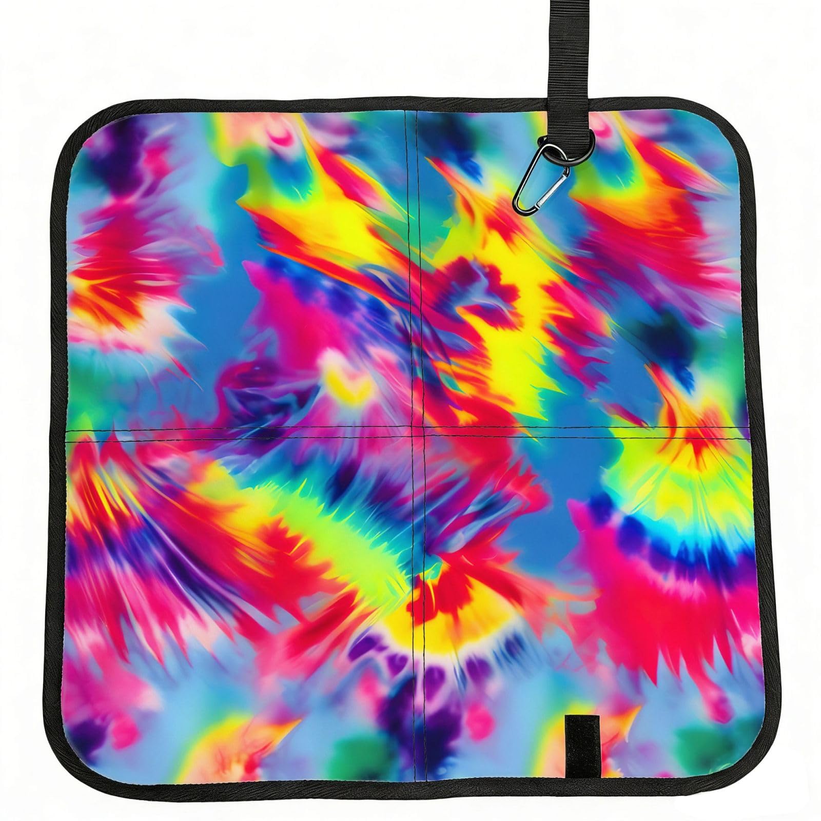 NImongt Tie Dye Pattern Print Portable Chair Pad Foldable Seat Cushion Outdoor Seating Office Picnic Camping