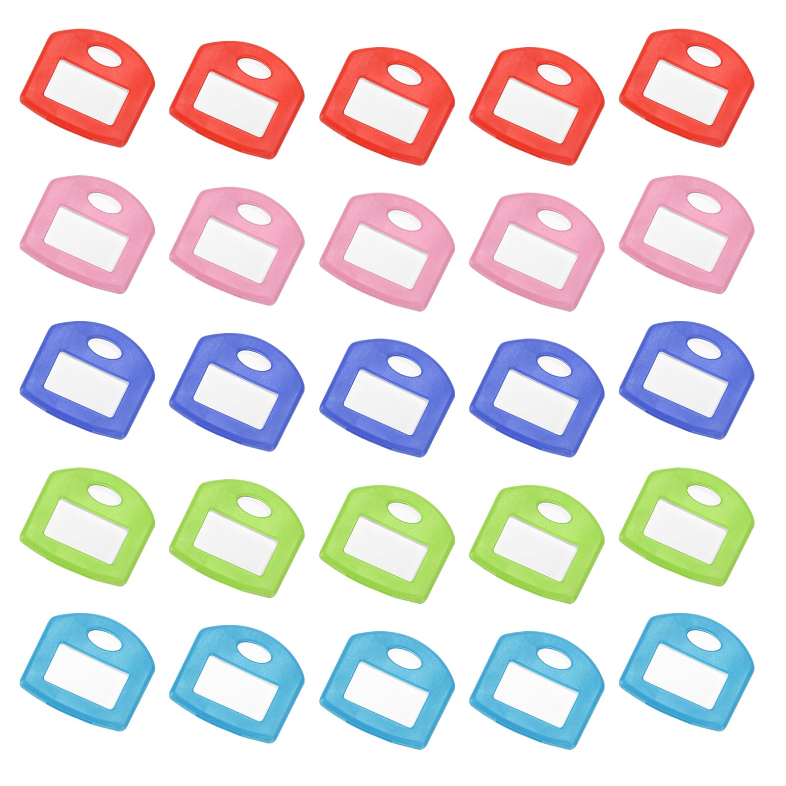 PATIKIL 25 Pcs Key Cap Covers, Silicone Rubber Square Colored Key Ring Identifiers Color Coded Label Tag Caps Markers Sleeve Protector for House Office, 5 Colors