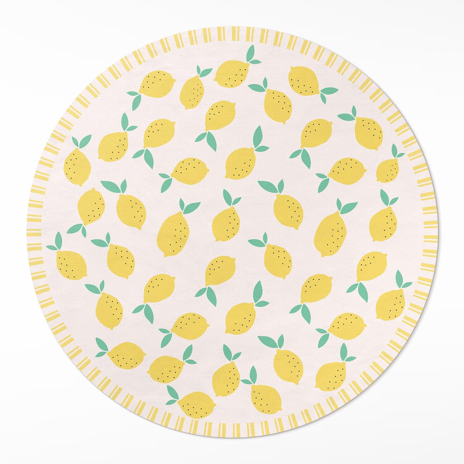 Tapis de Sol Cuisine et Salon Décoration Citrons de Sicile en PVC Rond