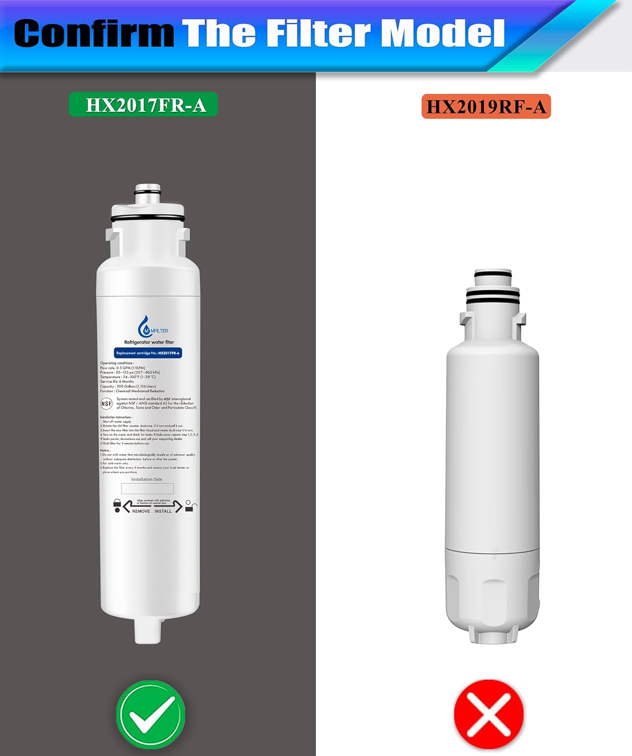 HX2017FR-A HX2017F-A refrigerator water filter,replacement Compatible with Hisense HX2017FR-A HX2017F-A Hisense HRF266N6CSE HRF266N6CSE1 HRF209N6CSE HRF254N6TSE HRF254N6DSE (1-PACK)