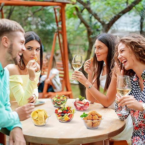 Miniatura 6 de Tebery Paquete de 100 cuencos de plástico transparente de alta calidad, cuencos de sopa duros desechables de 12 onzas, cuencos de fiesta tamaño