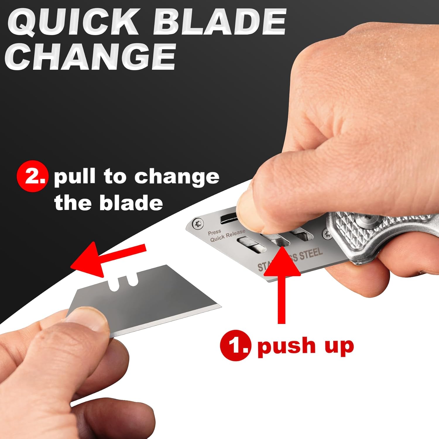 HAUTMEC 3-Pack Folding Utility Knife, Heavy-Duty Aluminum Box Cutter with Quick-Change Blades & Lock-Back Safety Design, Ergonomic Streamlined Grip Includes 15 Extra SK5 Blades, HT0429