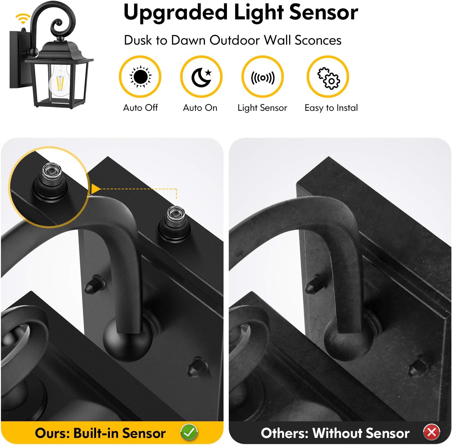 2-Pack Dusk to Dawn Outdoor Wall Lantern, 100% Anti-Rust Aluminum, Exterior Light Fixture Wall Mount, Waterproof Porch Light, Matte Black Wall Sconce with Clear Glass for Doorway, Bulbs not Included