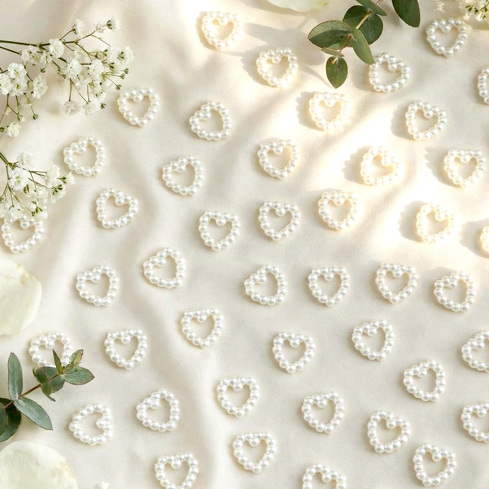 500 Pcs Pearl Heart Table Scatter Confetti Mini Wedding Decor