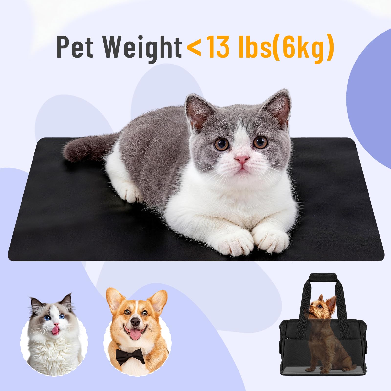 Bolso de Transporte para Perros y Gatos 6kg Plegable - Ajustable en Altura Oxford Impermeable Gran Capacidad para Mascotas Pequeñas 40*26*20CM