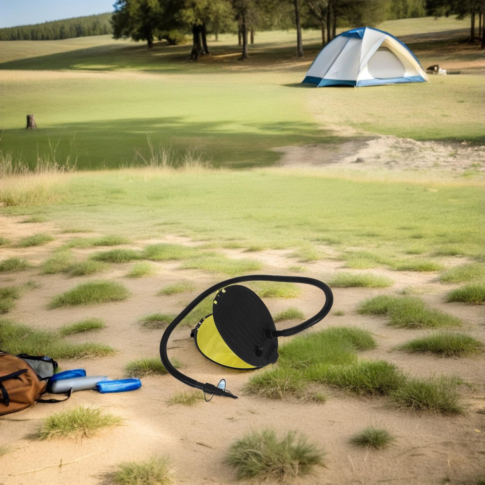 Ciieeo 3 Stück Fußpumpe Blasebalg mit Adaptern für Luftbett und Gymnastikball Robust Kompakt Fußbetrieben Geeignet für Camping Kajak Boot Schnelle Befüllung und Entleerung
