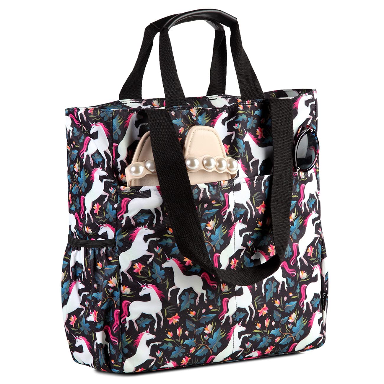 VASCHY Beach Tote Bag for Women, Lightweight Water Resistant Fold-able Large Pool Tote Bag w Zipper for Vocation