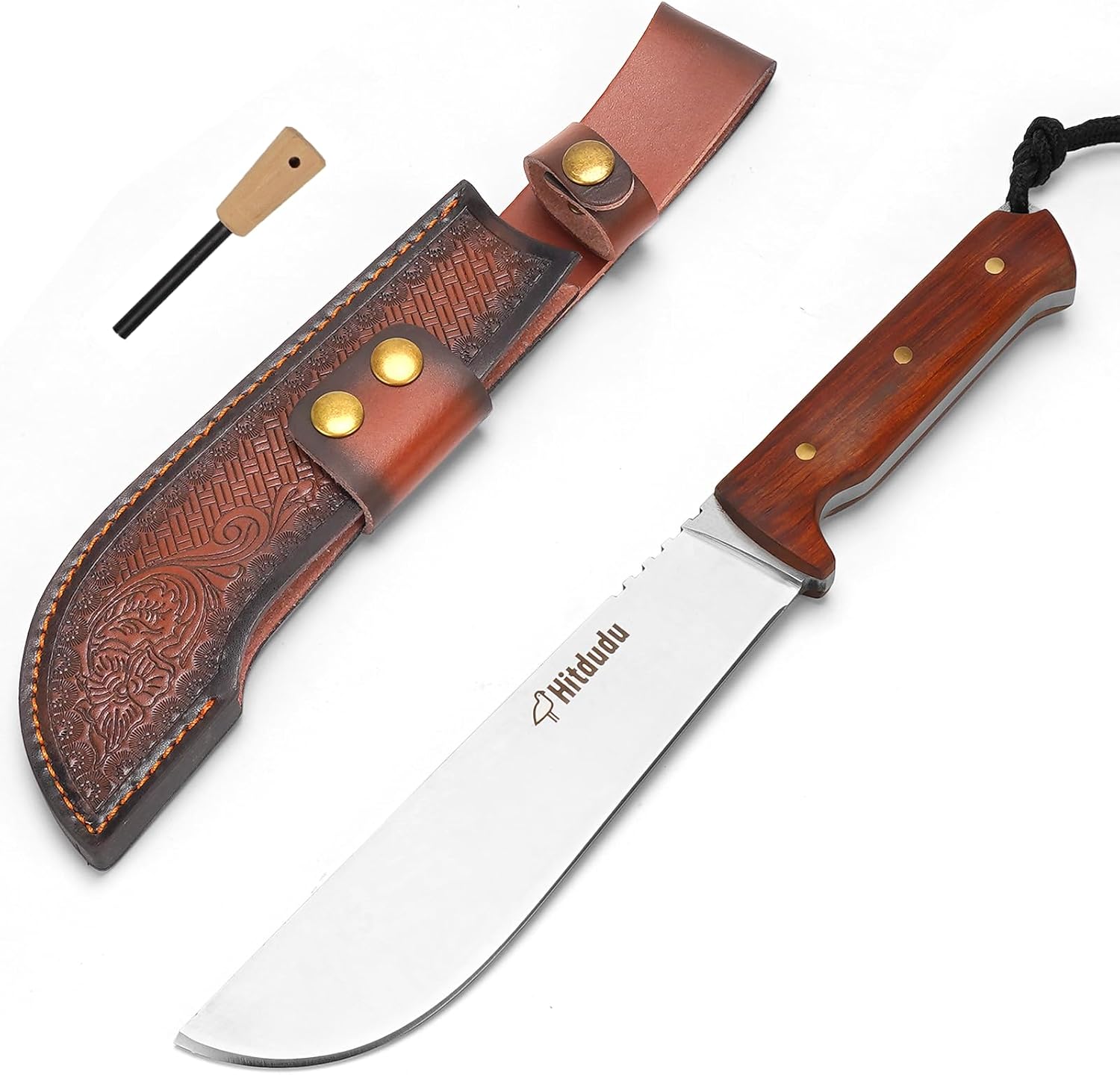 Hitdudu Machete with Sheath - Heavy Duty Bushcraft Hunting Knife, Multi-Purpose Knife for Gardening, Camping, Hunting and Bushcraft