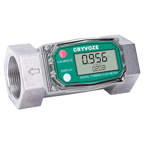 Medidor de flujo de combustible NPT de 1.5 pulgadas, 10.5-74 GPM 1-12 pulgadas medidor de flujo de turbina digital en línea con pantalla LCD para