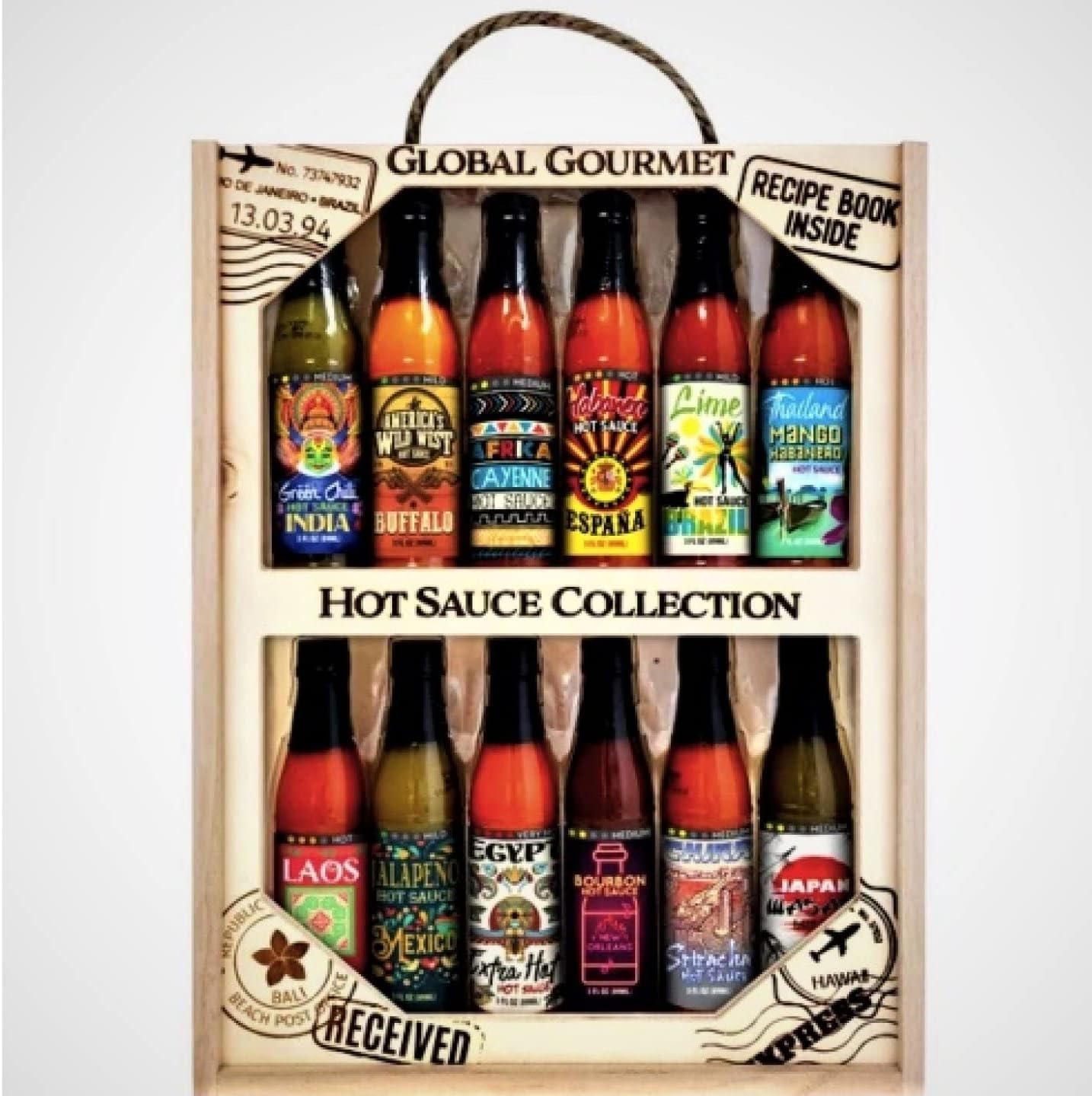 Global Gourmet *HOT SAUCE COLLECTION* of 12 Bottles from Around the World