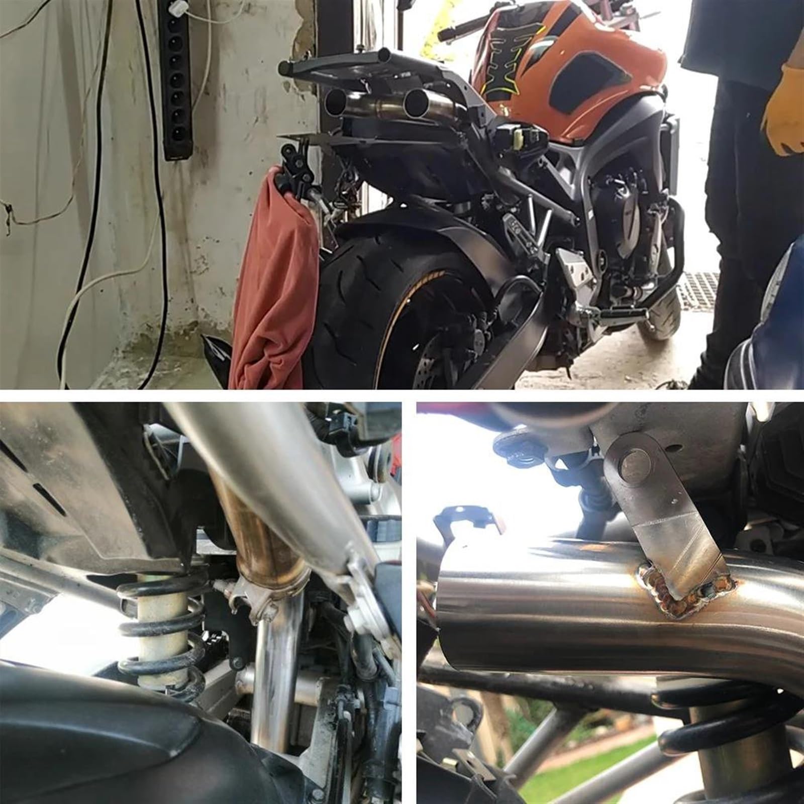 Sistema Escape Silenciador De Escape De Fibra De Carbono para Motocicleta, Sistema Completo De Conexión De Tubo Intermedio para Y&amaha FZ-6N FZ-6S FZ6 FZ6S FZ6N