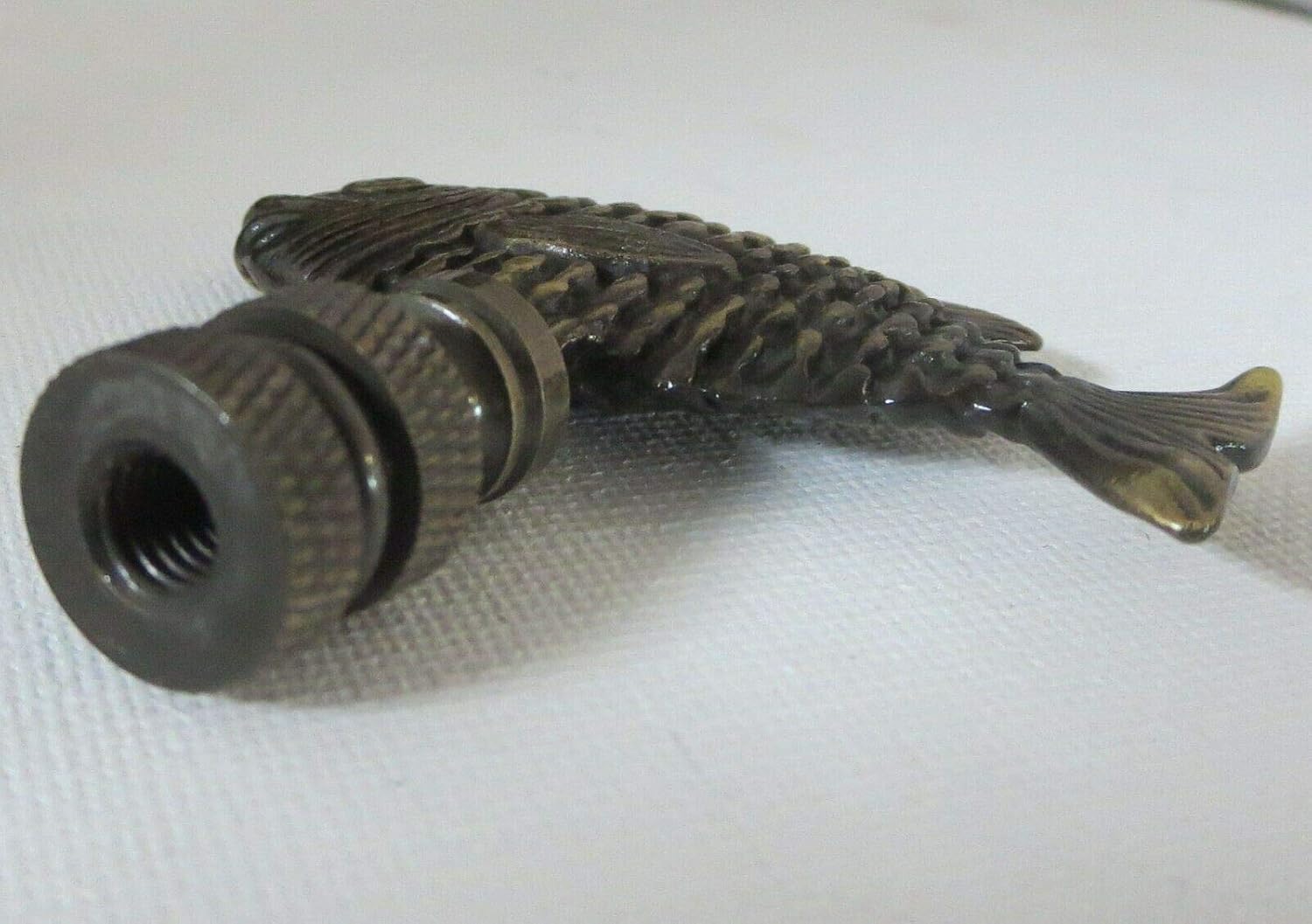 FISH LAMP SHADE FINIAL ANTIQUE BRASS (FINIAL THREAD) #39