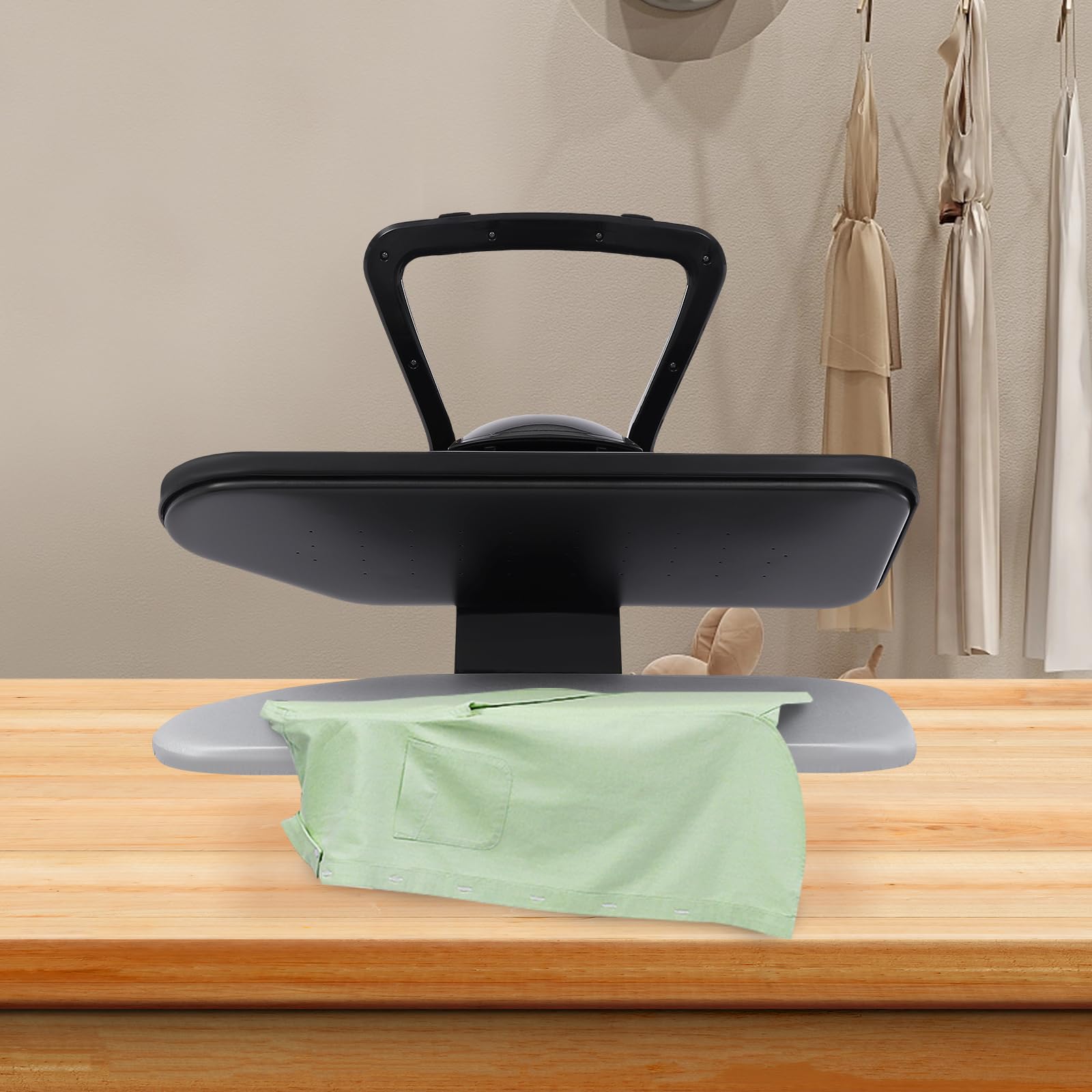 Pressa per ferro da stiro a vapore, con touch screen, per la casa, con capacità di 2200 W, 1 l, serbatoio per acqua in nylon, seta, cotone, lino (nero)