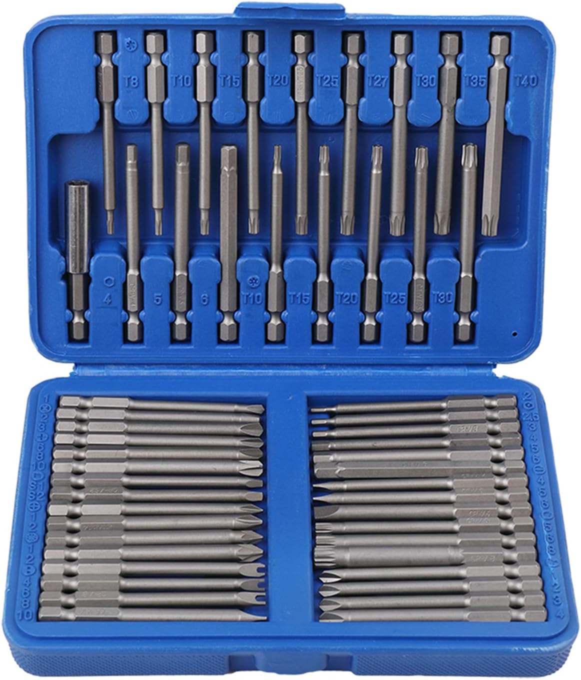 50Pcs Screwdriver Bit Set, 3” Chrome Vanadium Steel Tamper-Proof Bits and Magnetizer Set, Magnetic Screwdriver Bit Set with Case, Hex, Star Bits, Square, Spanner Bits for Assembling Furniture