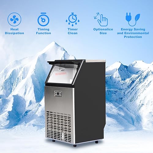 Miniatura 2 de Máquina comercial para hacer hielo, 100 libras/24 horas, máquina de hielo debajo del mostrador, fabricación de hielo rápida con capacidad