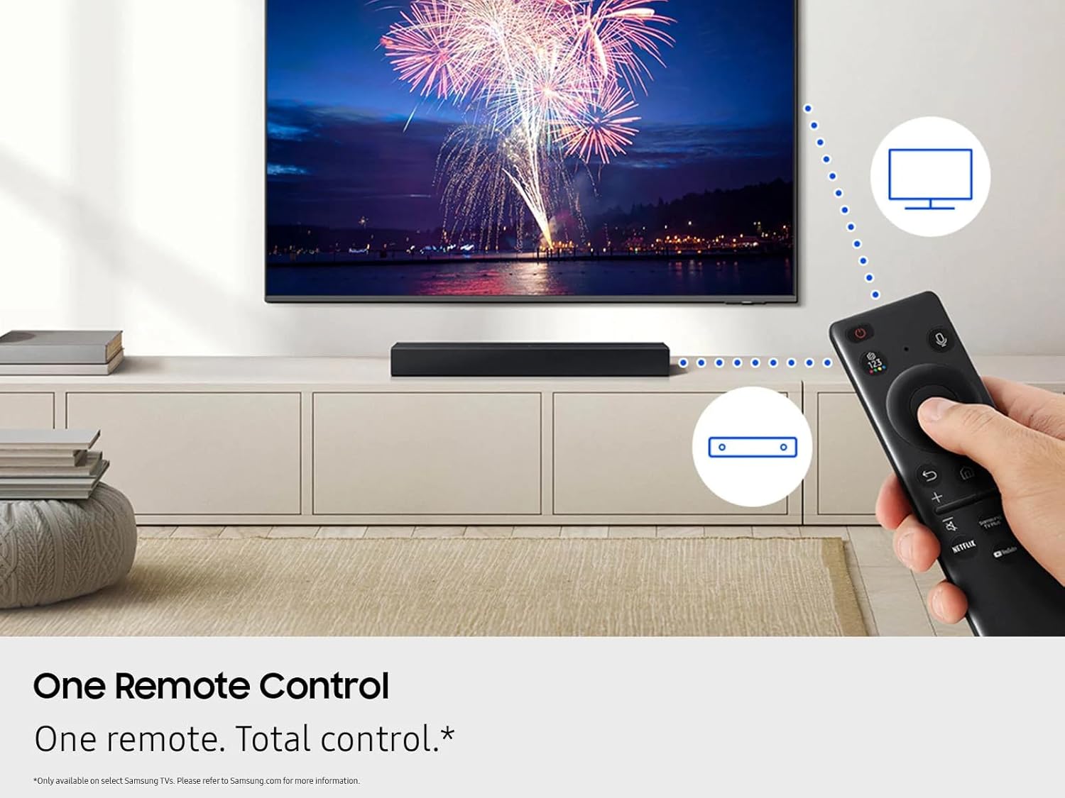 Samsung B-Series Soundbar HW B400F 2.0 ch Soundbar with Built in Subwoofer (2025 Model) One Remote Control, Surround Sound Expansion, Voice Enhance Mode