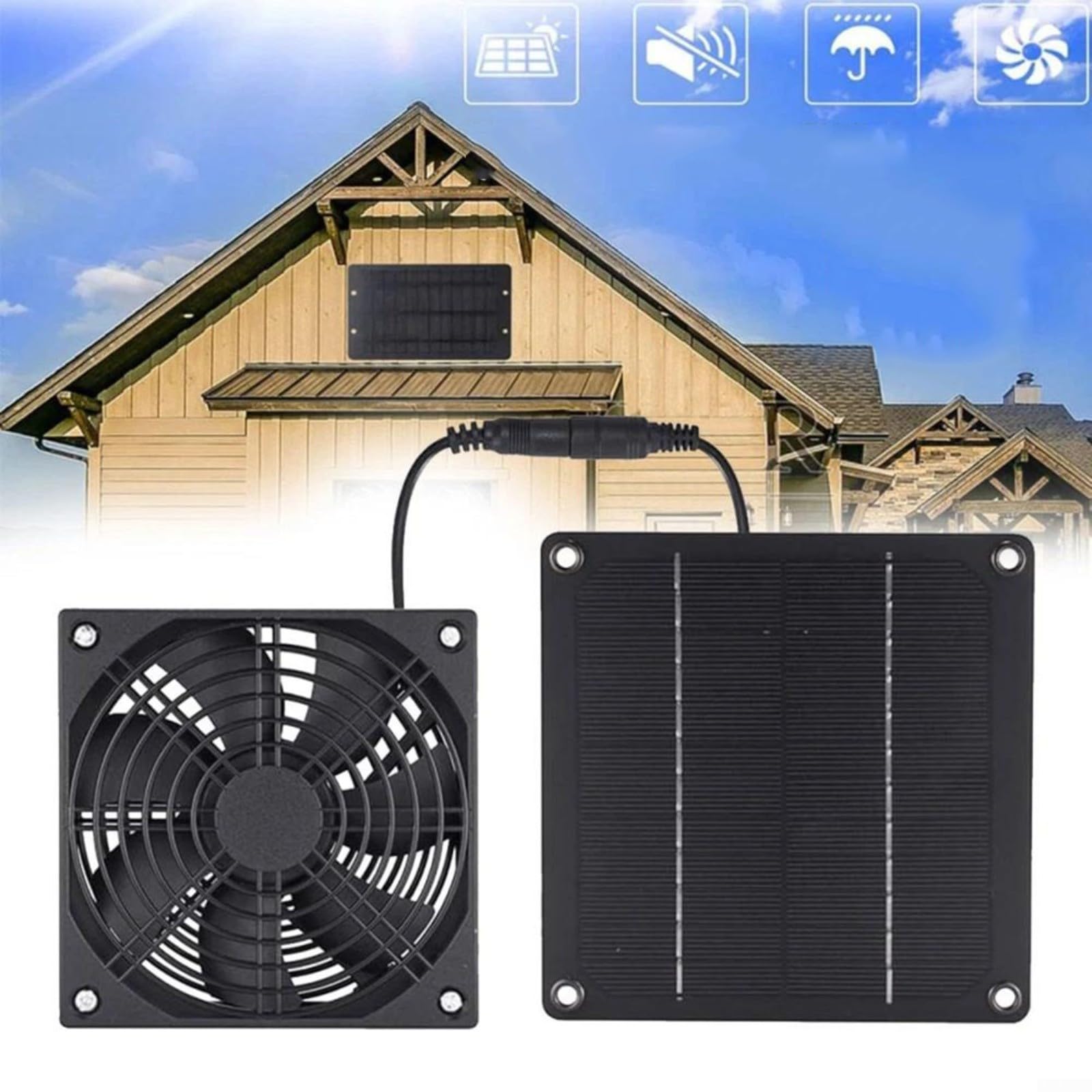 10W 12V Solar Abluftventilator aus Monokristallinem Silikon für Gewächshäuser, Camping und Hühnerställe, Wandmontage