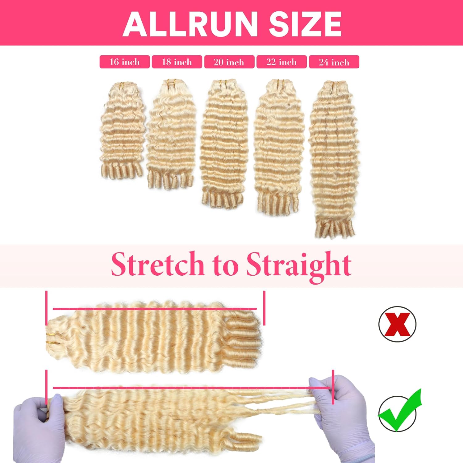 613 Blonde Burmese Curly Bundles Human Hair 3C/4A Deep Wave with Spiral Ends 20 Inch 1 Bundle 100% Unprocessed Human Hair Extensions Double Weft for Quick Weave About 95g/Bundle