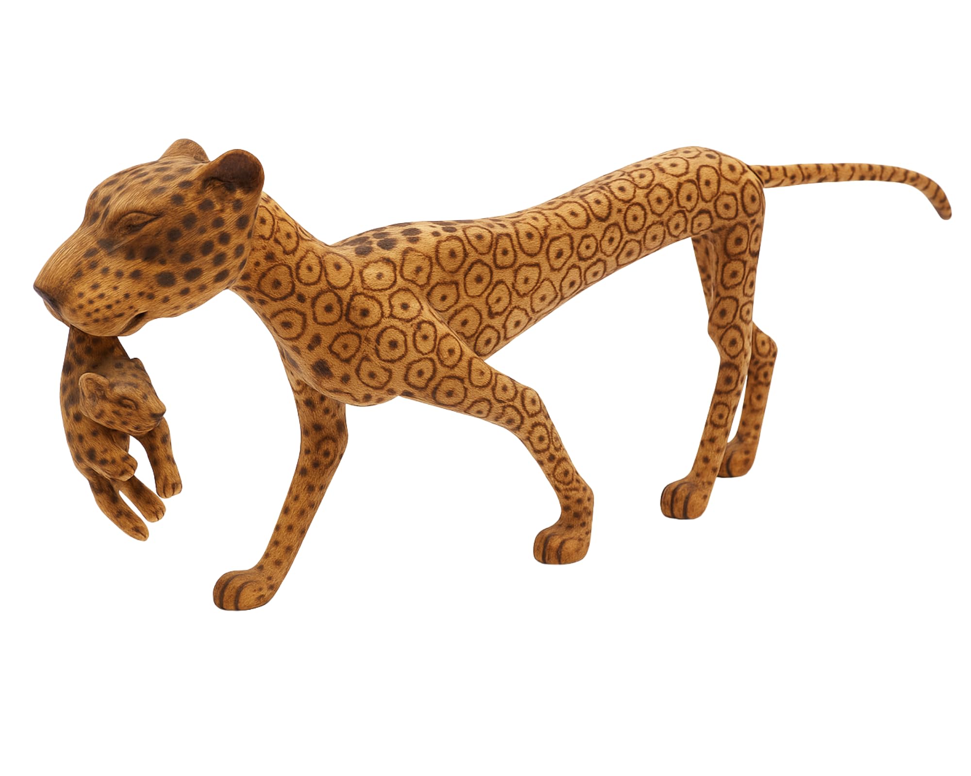 Sculpture Jaguar en bois fait main 42 cm art Amazonie Nativilis