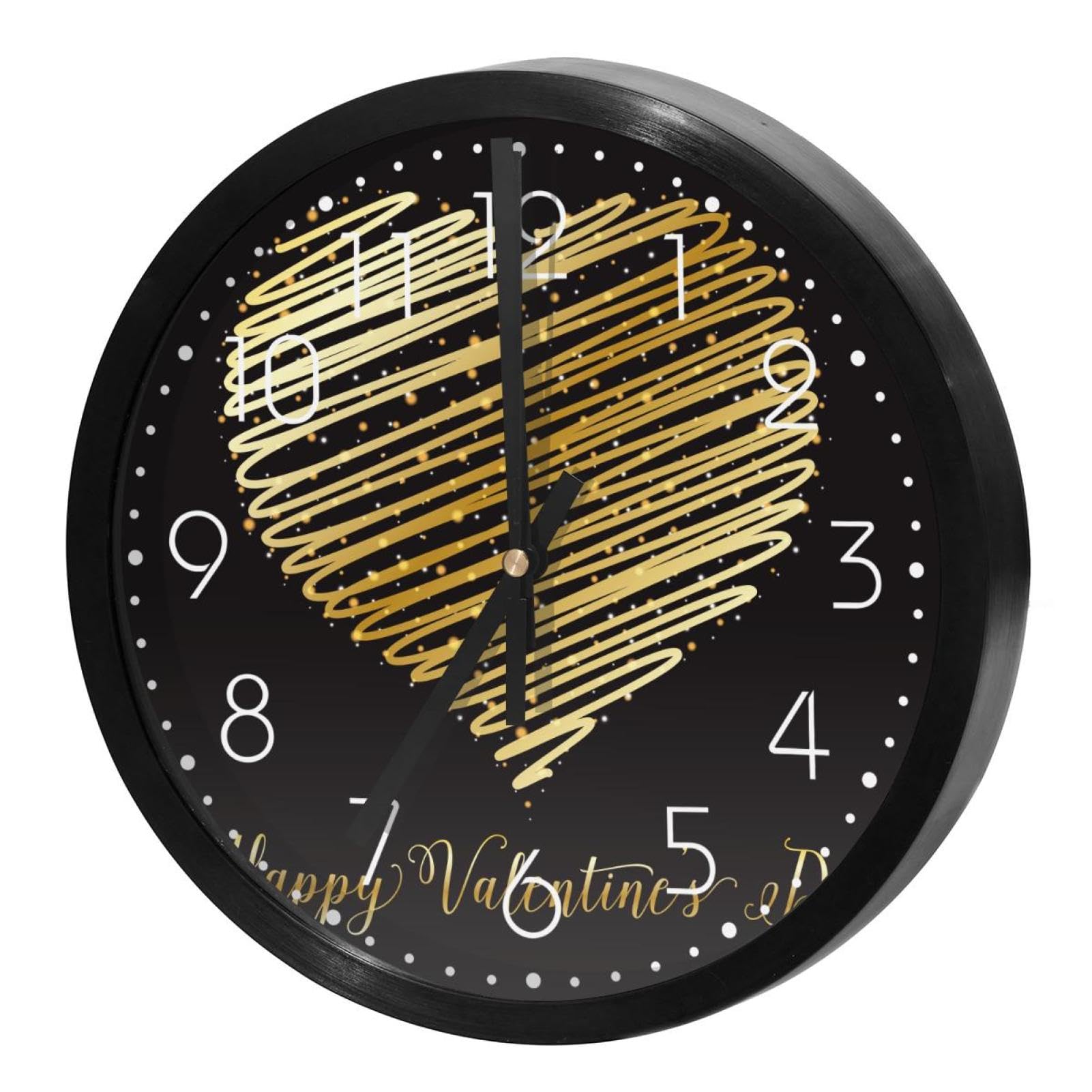 Horloge murale silencieuse cœur doré noir un design raffiné pour votre salon
