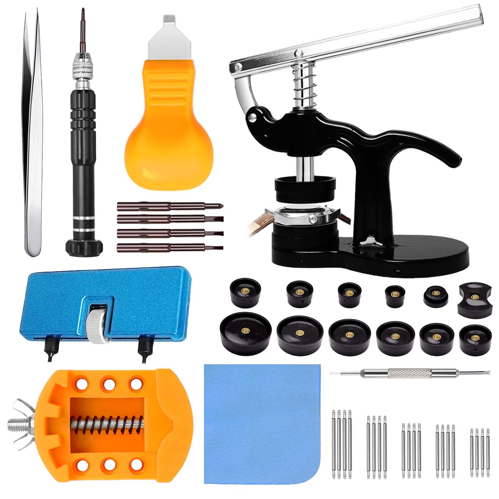GLDCAPAWatch Press Tool Set, GLDCAPA Watch Repair Kit, Watch Case Opener, Watch Battery Replacement, Watch Band Replacement Tool, Watch Repair Screwdriver, Watch Back Remover Holder, Spring Bar, Tweezers